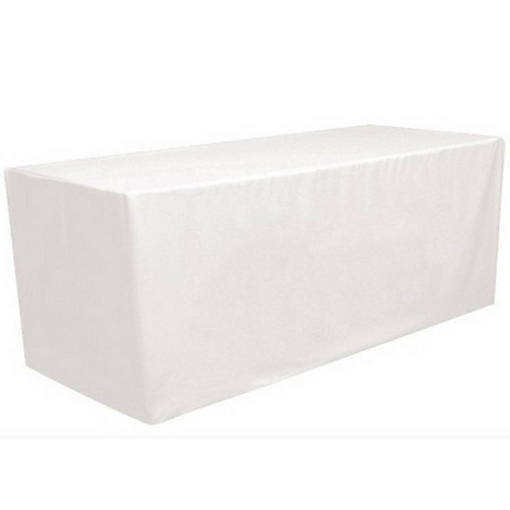 GW Linens White 6' ft. Fitted Polyester Tablecloth Table Cover