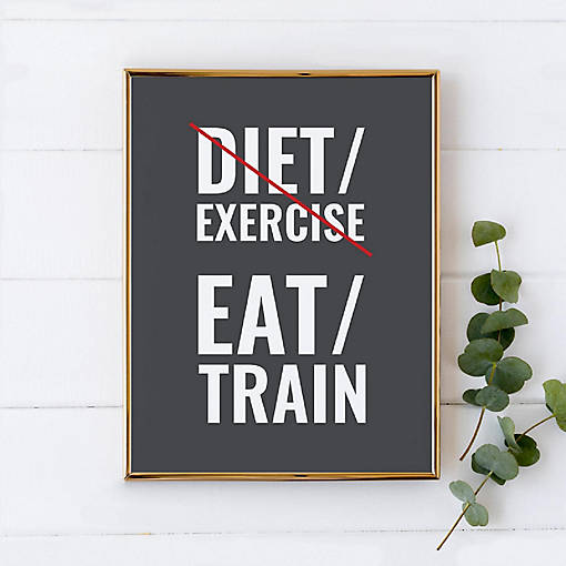 Gym Wall Art Diet Exercise Train 8.5x11