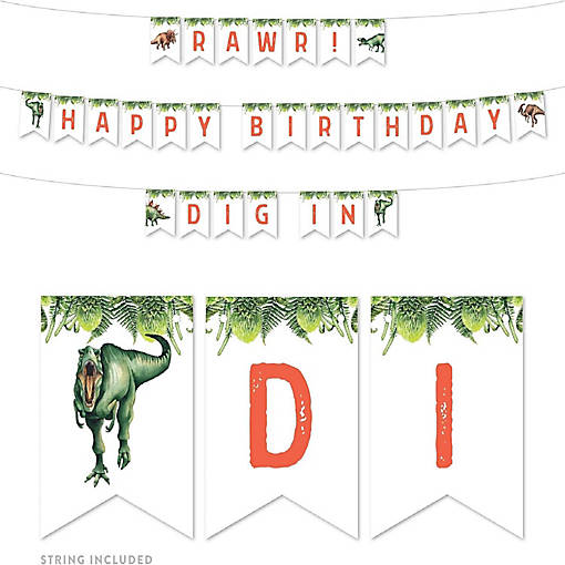 Hanging Banner with String, Rawr! Bday