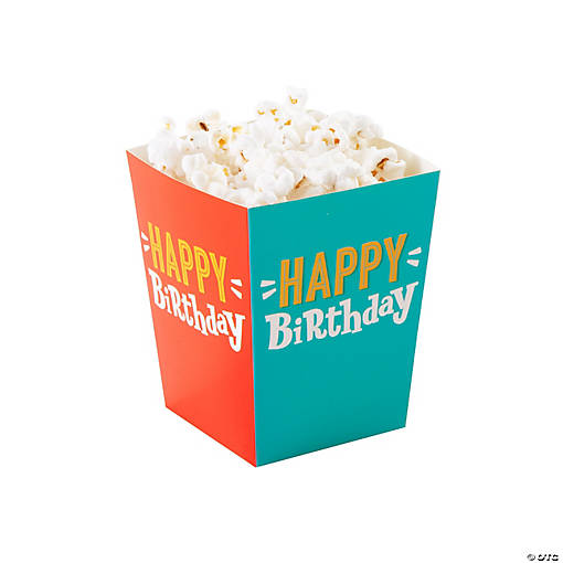 Happy Birthday Popcorn Boxes - 24 Pc.