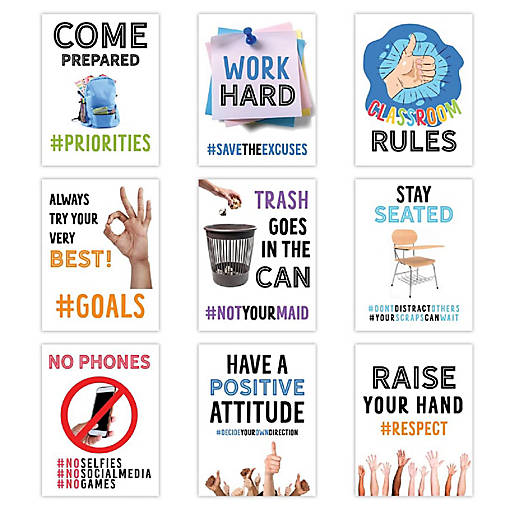 Hashtag Classroom Rules 8.5x11in 9-Pack