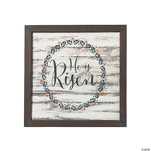 He Is Risen Rustic Wall Sign