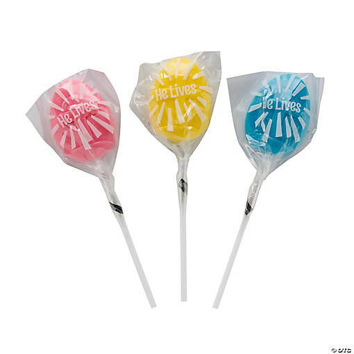 He Lives Religious Easter Egg Lollipops - 12 Pc.