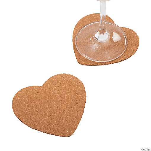 Heart-Shaped Cork Coasters - 12 Pc.