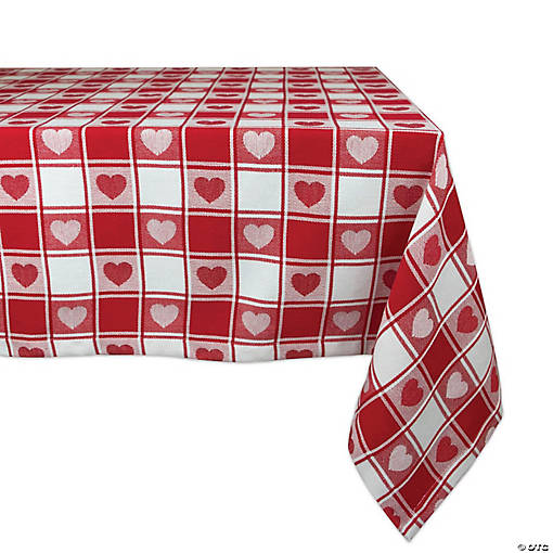 Hearts Woven Check Tablecloth 60X84