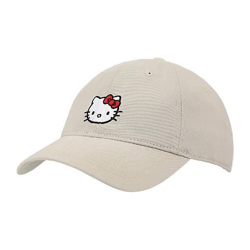Hello Kitty Embroidered Character Beige Unstructured Baseball Cap