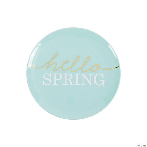 Hello Spring Blue Plastic Dessert Plates - 4 Ct.