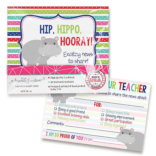 Hippo Teacher Mail for Students by AmandaCreation 30ct