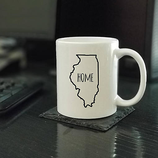 Home Illinois Text Ceramic Mug
