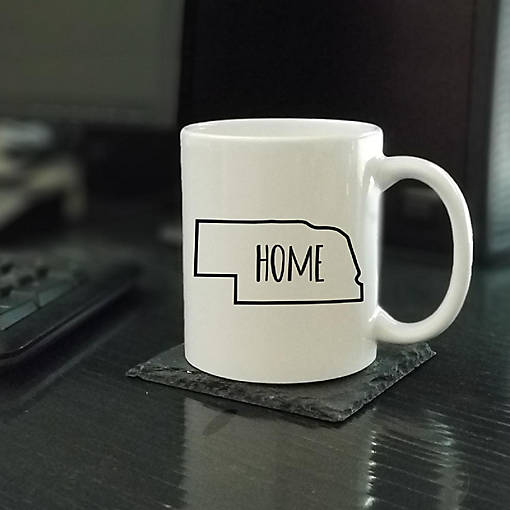 Home Nebraska Text Ceramic Mug