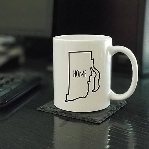 Home Rhode Island Text Ceramic Mug