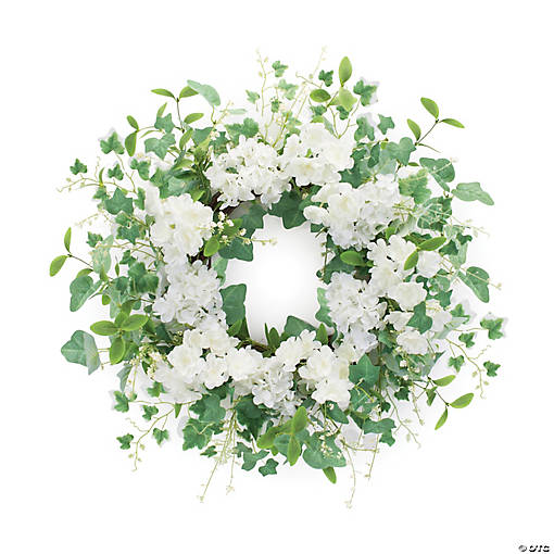 Hydrangea And Ivy Wreath 21.5"D Polyester