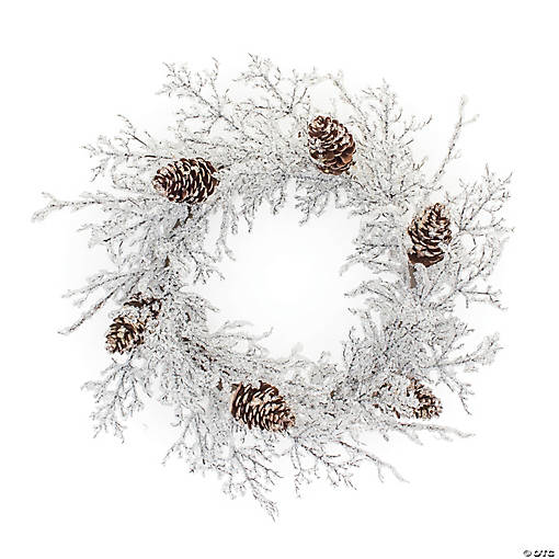 Iced Twig Pinecone Wreath 24"D Plastic