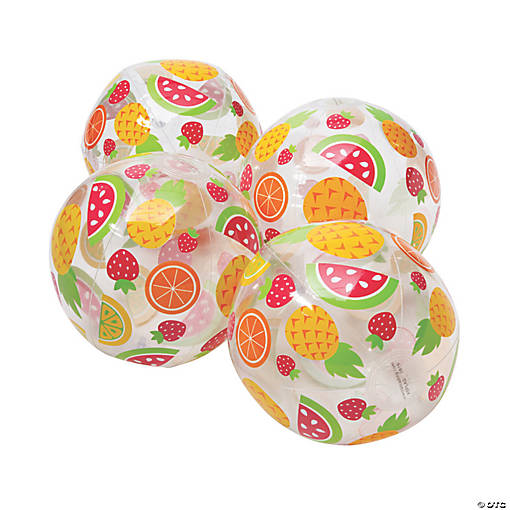 Inflatable 11" Fruit Print Medium Beach Balls - 12 Pc.