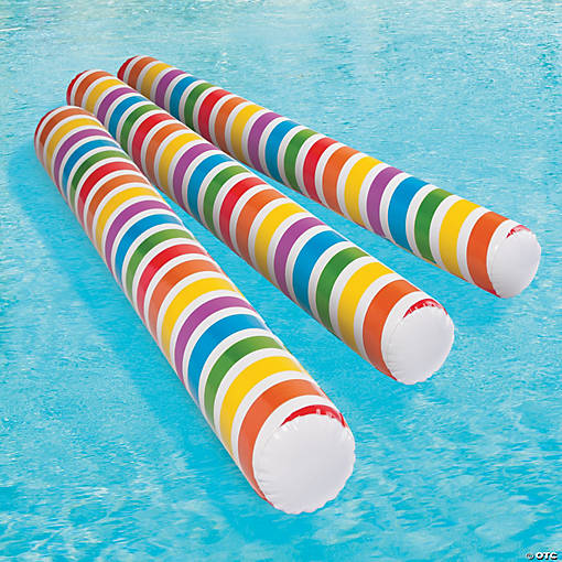 Inflatable Rainbow Pool Noodles - 6 Pc.