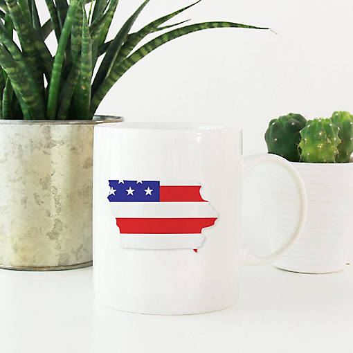 Iowa US Flag Ceramic Mug