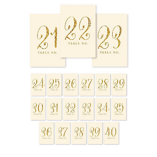 Ivory Gold Glitter Table Numbers 21-40