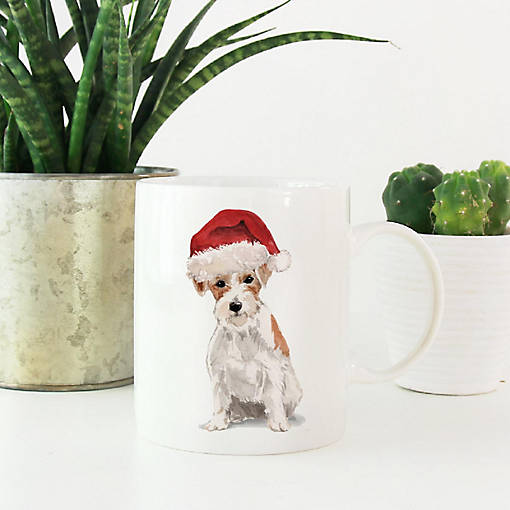 Jack Russell Santa Hat Ceramic Mug