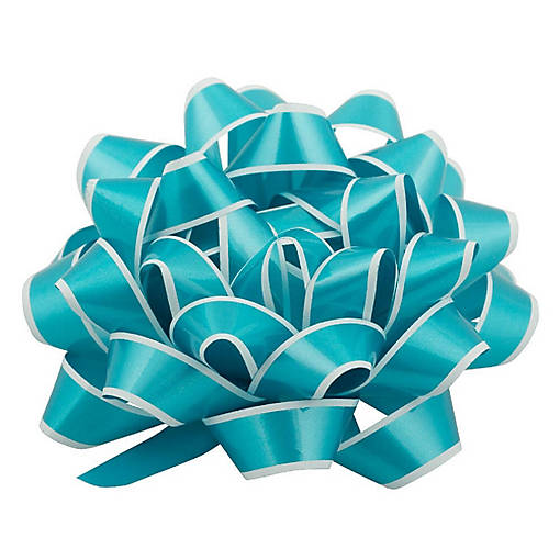 JAM PAPER Gift Bows, Medium, 5 1/2 Diameter, Blue with White Edge, Bulk 100/Pack