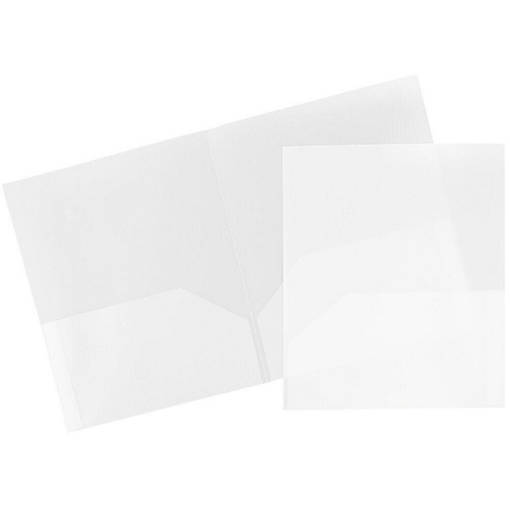 JAM PAPER Plastic 2 Pocket POP Folders - Durable School Folders - Clear - 6/Pack