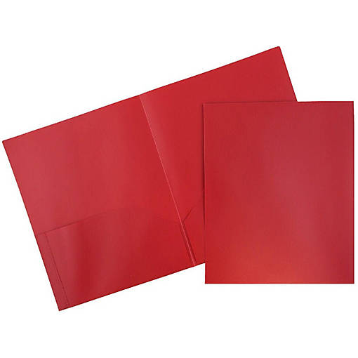 JAM PAPER Plastic 2 Pocket POP Folders - Durable School Folders - Red - 6/Pack