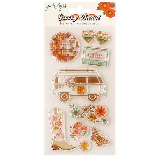 Jen Hadfield Groovy Darlin' Acrylic Stamp Set-9/Pkg