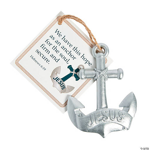 Jesus Is an Anchor Resin Christmas Ornaments with Card - 12 Pc.