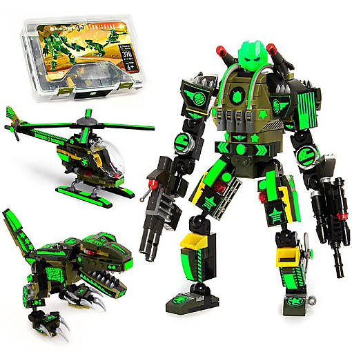 JITTERYGIT Glow in The Dark Army Robot 3-in-1 Set (398 Pc) AlphaZor
