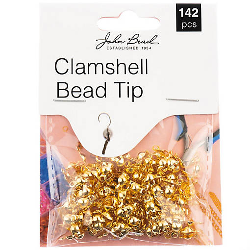 John Bead Clamshell Bead Tip 142/Pkg-Gold
