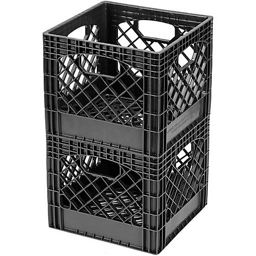 Juggernaut Storage: Milk Crate 2pk - 16 Qt, Black - Multi-Purpose Storage