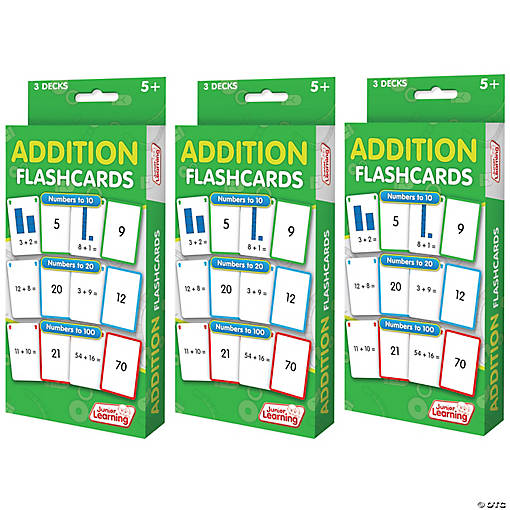 Junior Learning Addition Flashcards, 3 Sets Per Pack, 3 Packs