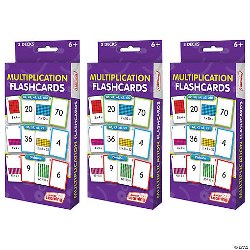 Junior Learning Multiplication Flashcards, 3 Sets Per Pack, 3 Packs