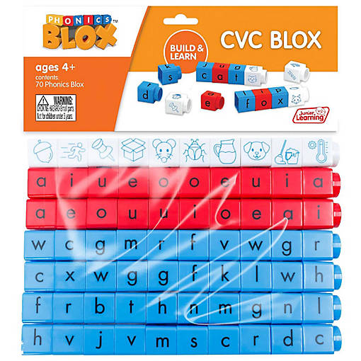 Junior Learning Rainbow Phonics Cvc Blox Set, 70 Color-Coded Blocks
