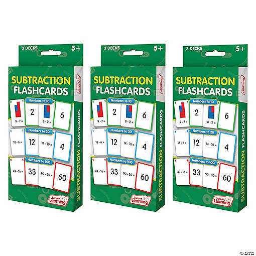 Junior Learning Subtraction Flashcards, 3 Sets Per Pack, 3 Packs