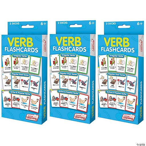 Junior Learning Verb Flashcards, 3 Sets Per Pack, 3 Packs