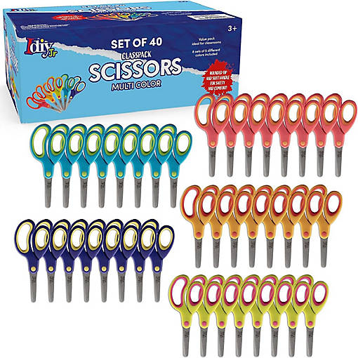 Kids Scissors Class Value pack Value (40pc) - 5" Soft Grip Blunt Tip Safety Easy Cut Scissors