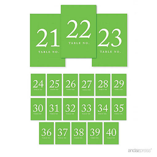 Kiwi Green Table Numbers 21 40