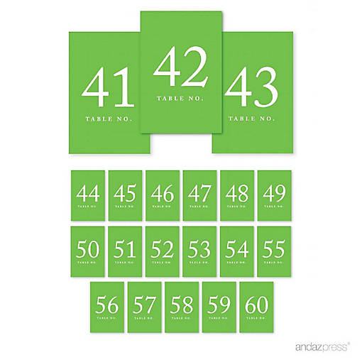 Kiwi Green Table Numbers 41 60
