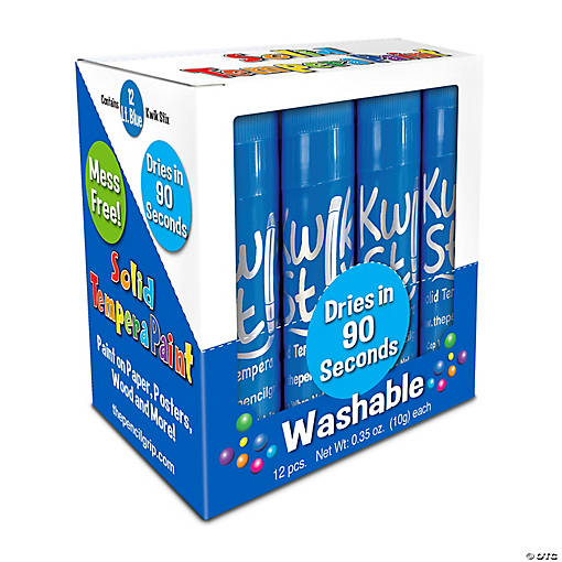Kwik StiProper Solid Tempera Paint Sticks, Single Color Pack, Light Blue, Pack of 12