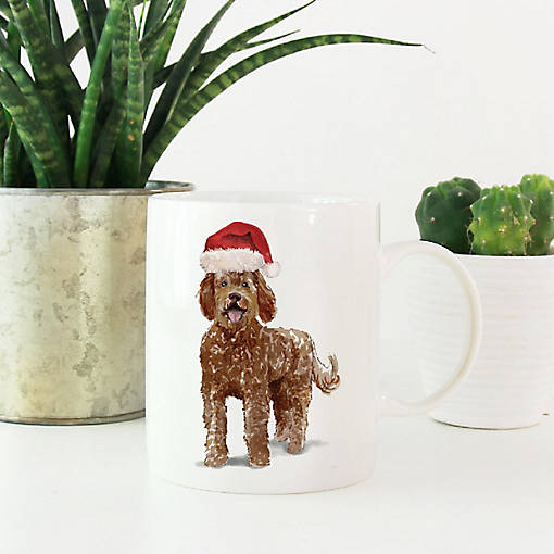 Labradoodle Santa Hat Ceramic Mug