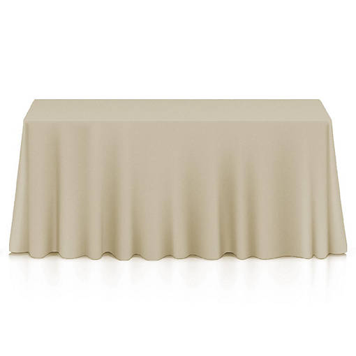 Lann's Linens 10 Pack 90" x 156" Rectangular Wedding Banquet Polyester Tablecloths - Beige