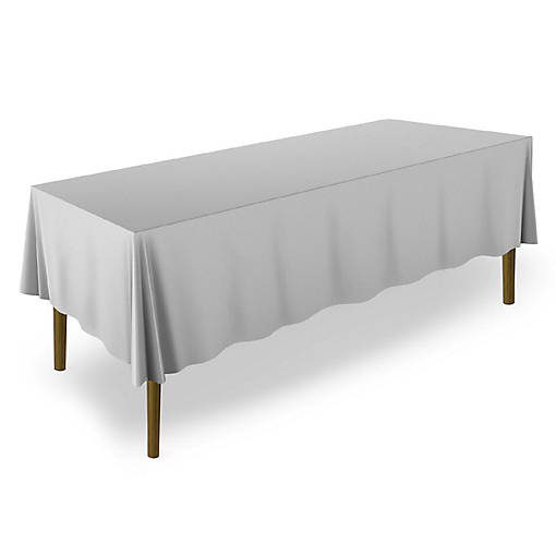 Lann's Linens 5 Pack 60"x126" Rectangular Wedding Banquet Polyester Fabric Tablecloth Silver