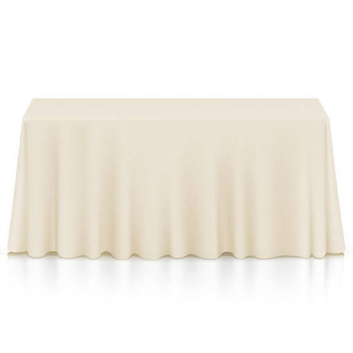Lann's Linens 5 Pack 90" x 156" Rectangular Wedding Banquet Polyester Fabric Tablecloth Ivory