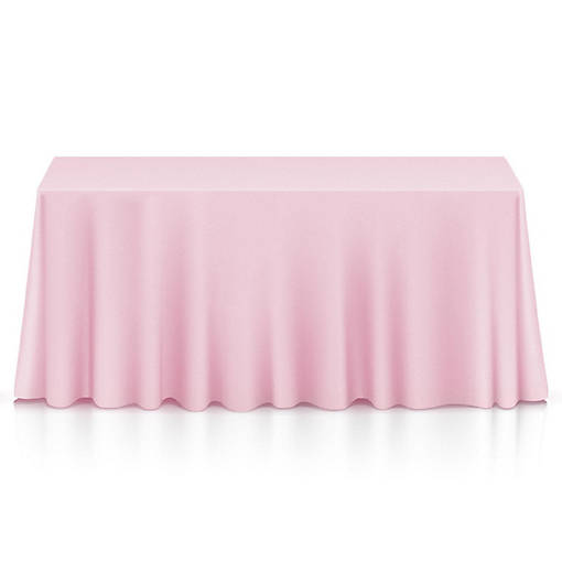 Lann's Linens 90" x 132" Rectangular Wedding Banquet Polyester Fabric Tablecloth - Pink