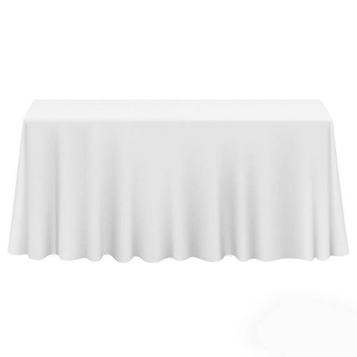 Lann's Linens 90" x 132" Rectangular Wedding Banquet Polyester Fabric Tablecloth - White