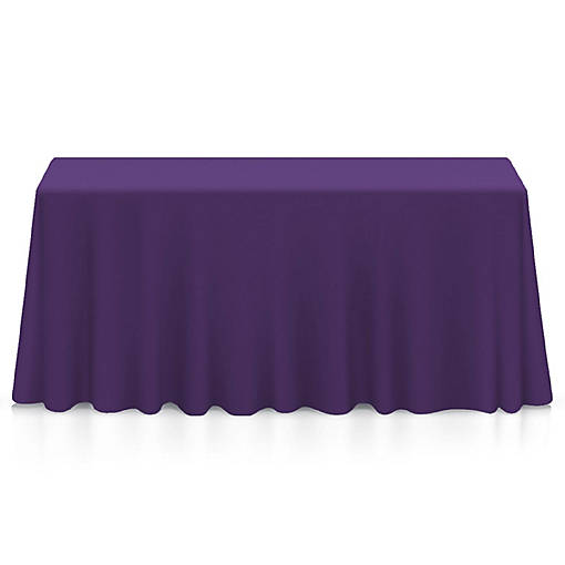 Lann's Linens 90" x 156" Rectangular Wedding Banquet Polyester Fabric Tablecloth - Purple