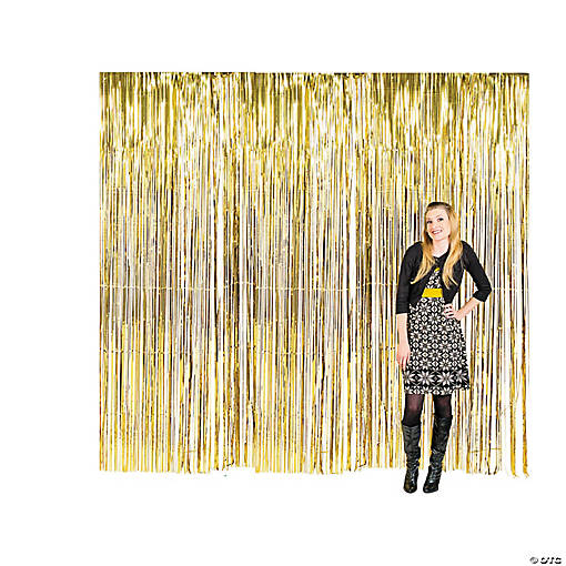 Large Metallic Fringe Backdrop Curtains