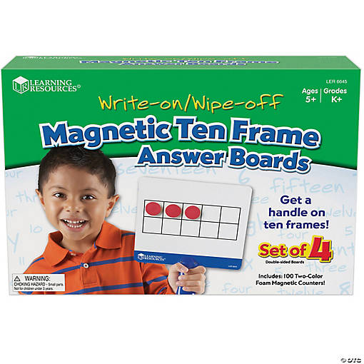 Learning Resources Magnetic Ten Frame Answer Write &amp; Wipe Board Set, 4 Per Pack