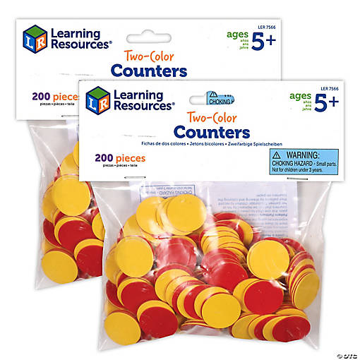 Learning Resources Two-Color Counters, Red and Yellow, 200 Per Pack, 2 Packs