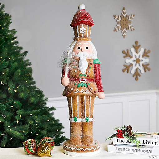 LED Lighted Gingerbread Christmas Nutcracker - 29" - Brown and Red
